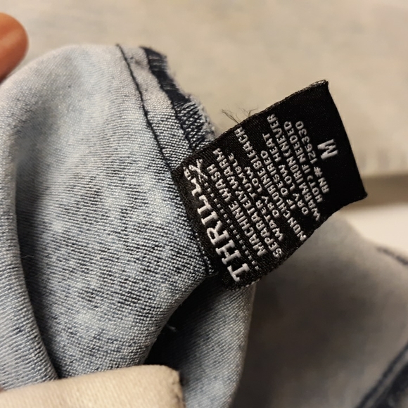 NWT Thrill Medium Novelty Acid Wash Dirty Blue Bustier Denim Jean Jacket - Picture 5 of 17